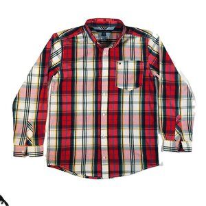 Tommy Hilfiger Red/White/Blue Plaid Button Down LS Shirt Boys XL (20)